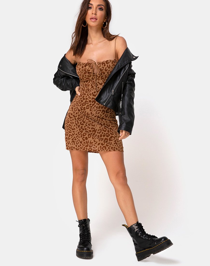 Image de Kumin Dress in Animal Flock Tan Brown