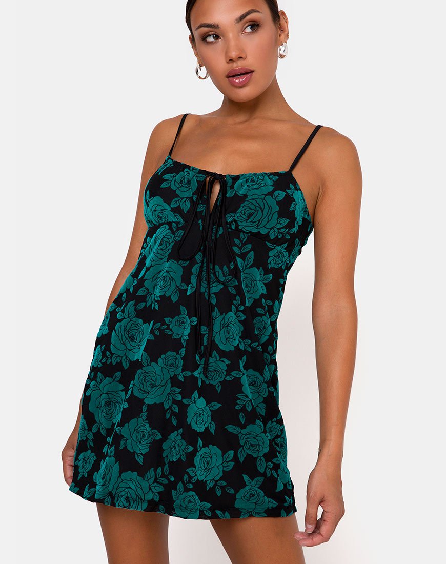 Robe Kumala en rose romantique Flock Teal