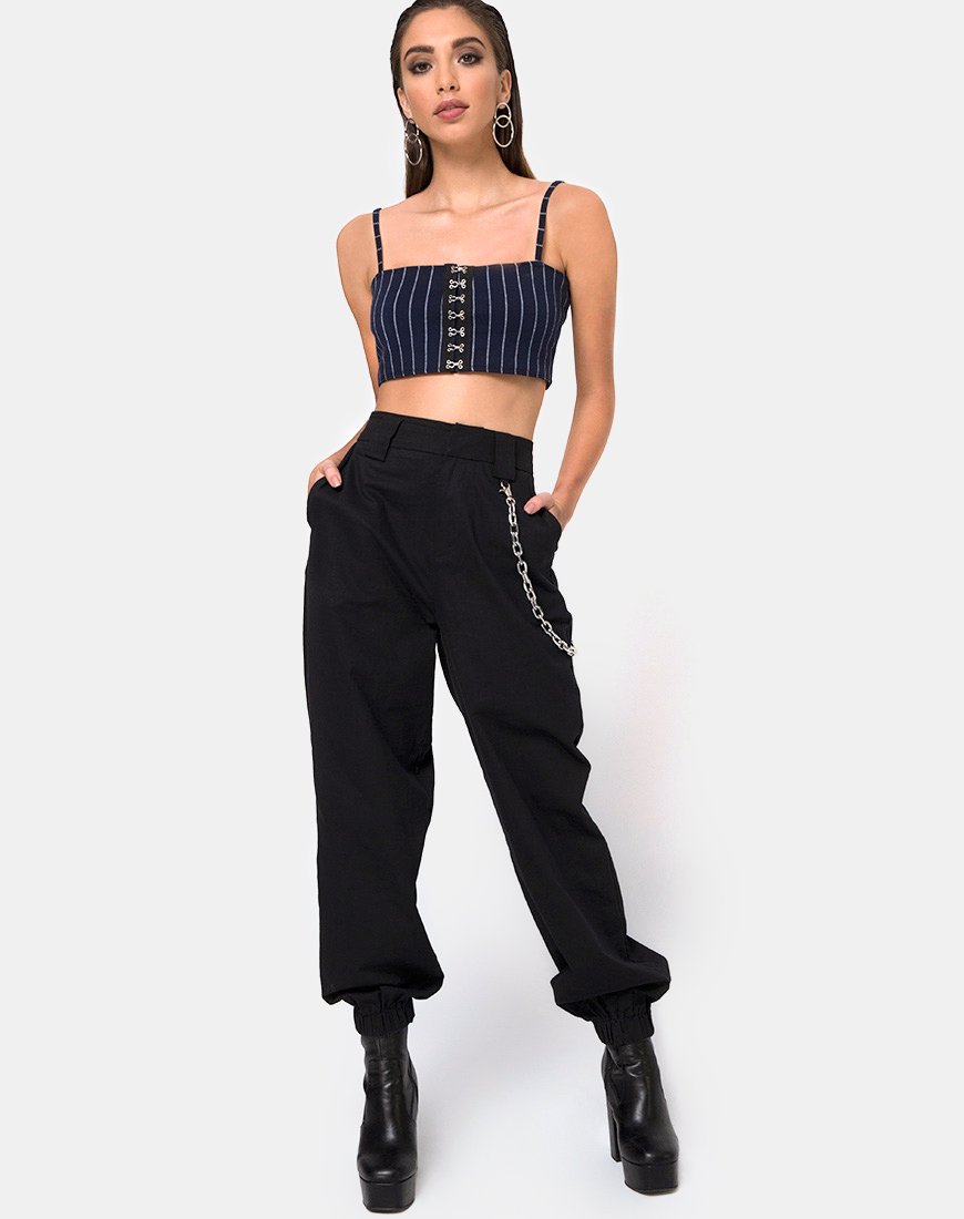 Image de Kyga Crop Top In Navy Pinstripe