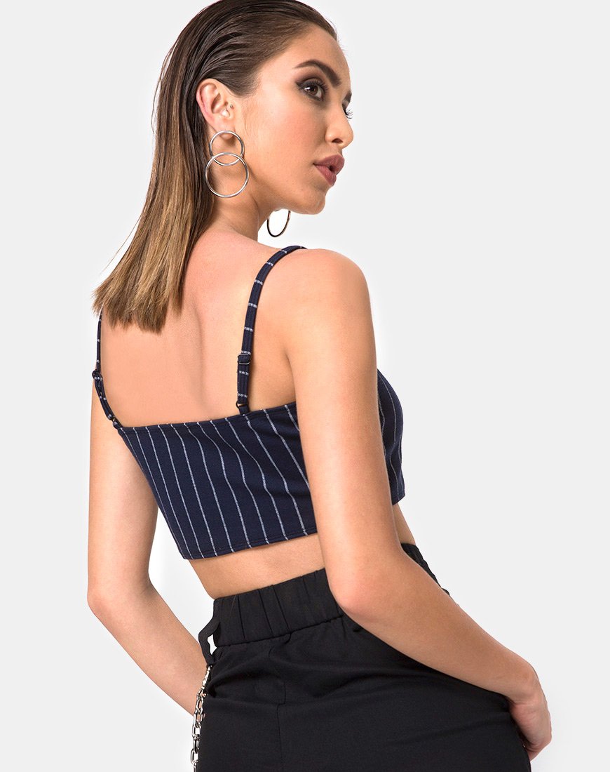 Image de Kyga Crop Top In Navy Pinstripe