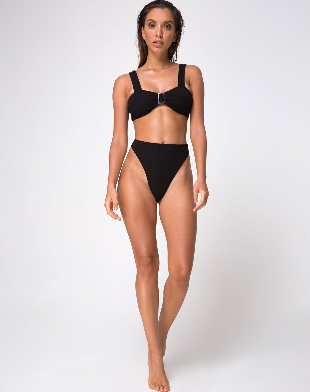 Bas de bikini Kyla en mini côtes noires