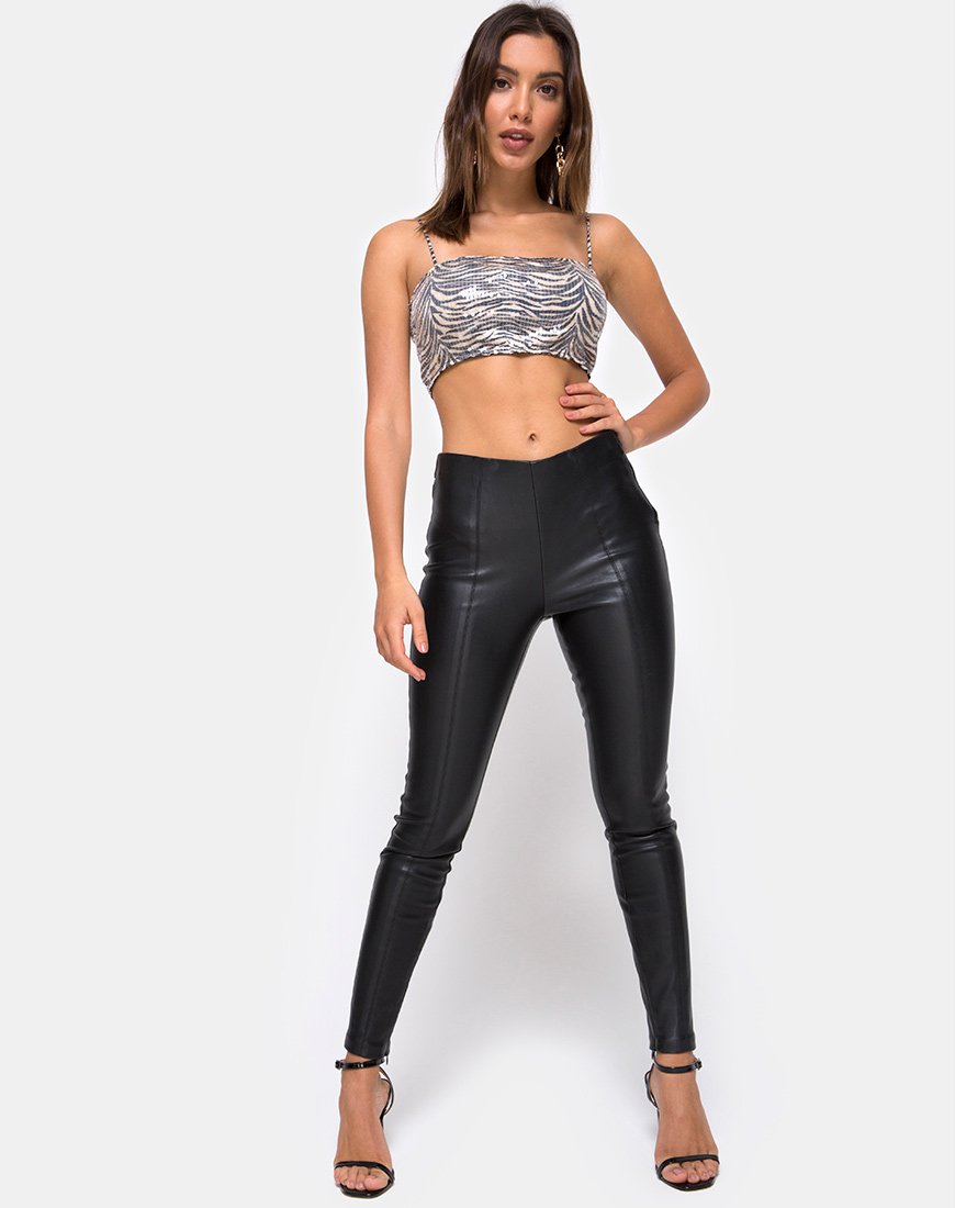 Image of Kylie Crop Top in Tiger with Clear Sequin