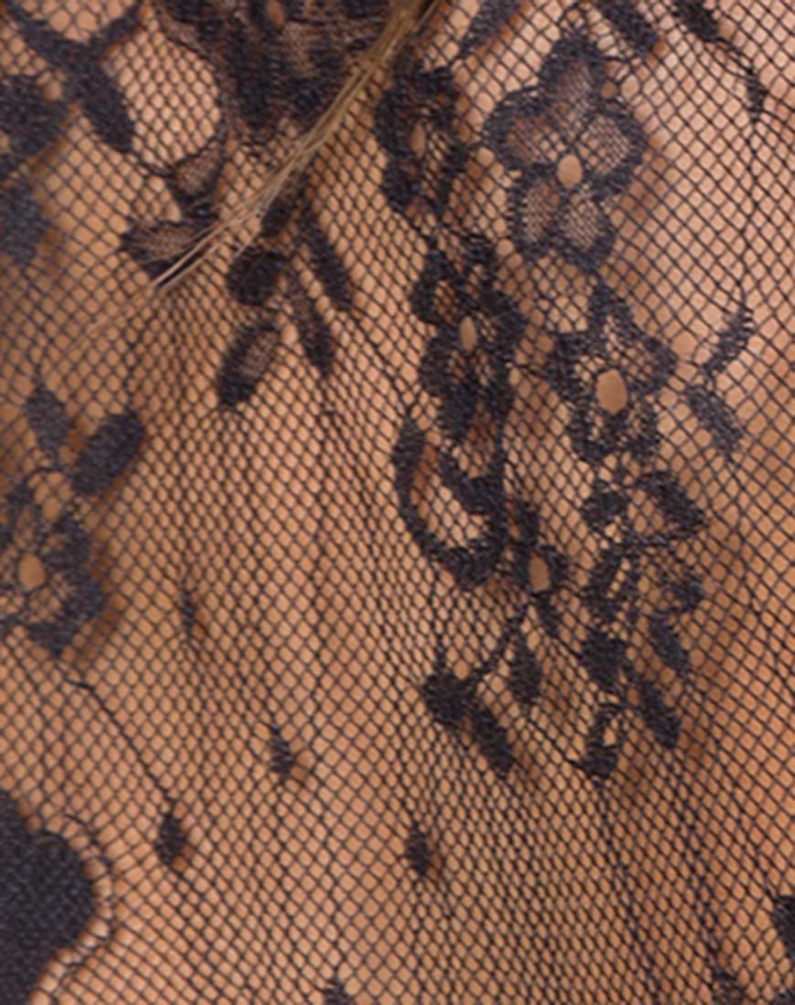 Image of Lahela High Neck Top in Floral Eyelash Lace Black