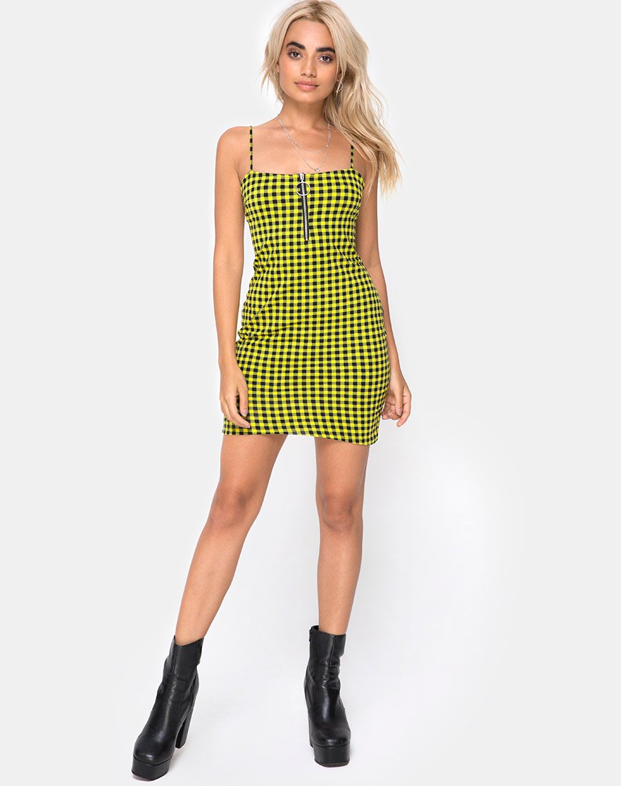 Image de Lahzie Bodycon Dress in Medium Gingham Yellow