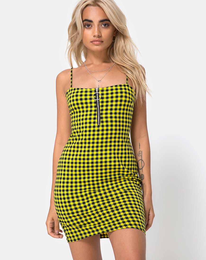 Image de Lahzie Bodycon Dress in Medium Gingham Yellow