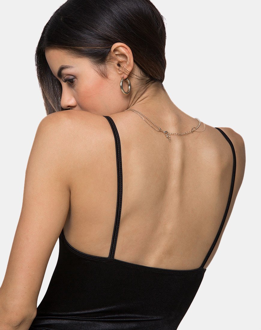 Lalani Bodice en satin spandex noir