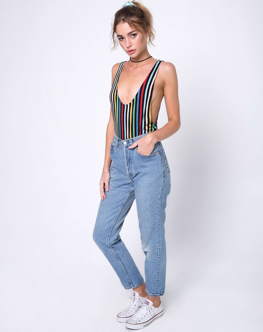 Image de Lalung Bodice Plunge en P.E Stripe