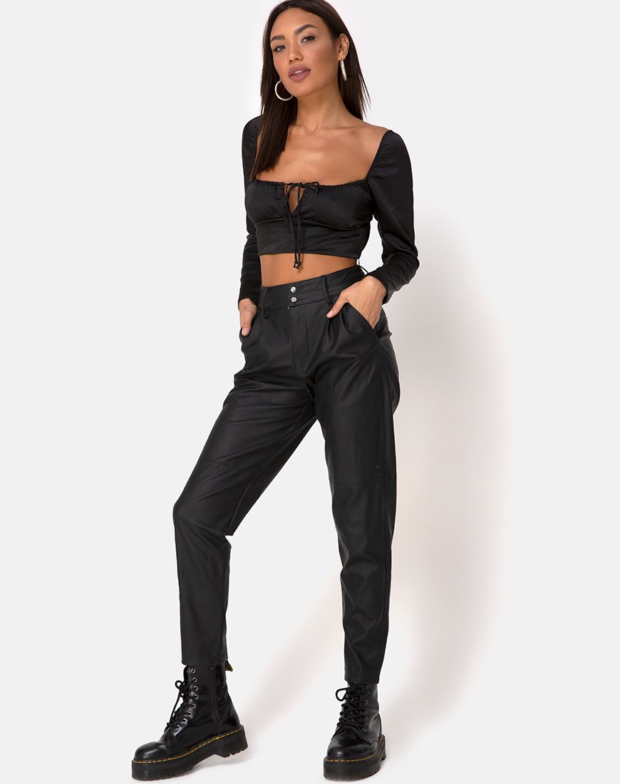 Image de Laman Crop Top in Satin Black