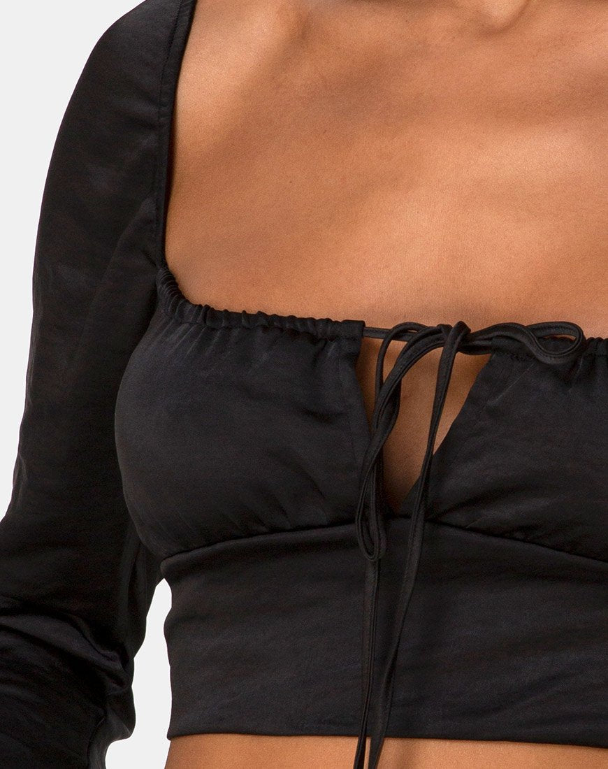 Image de Laman Crop Top in Satin Black