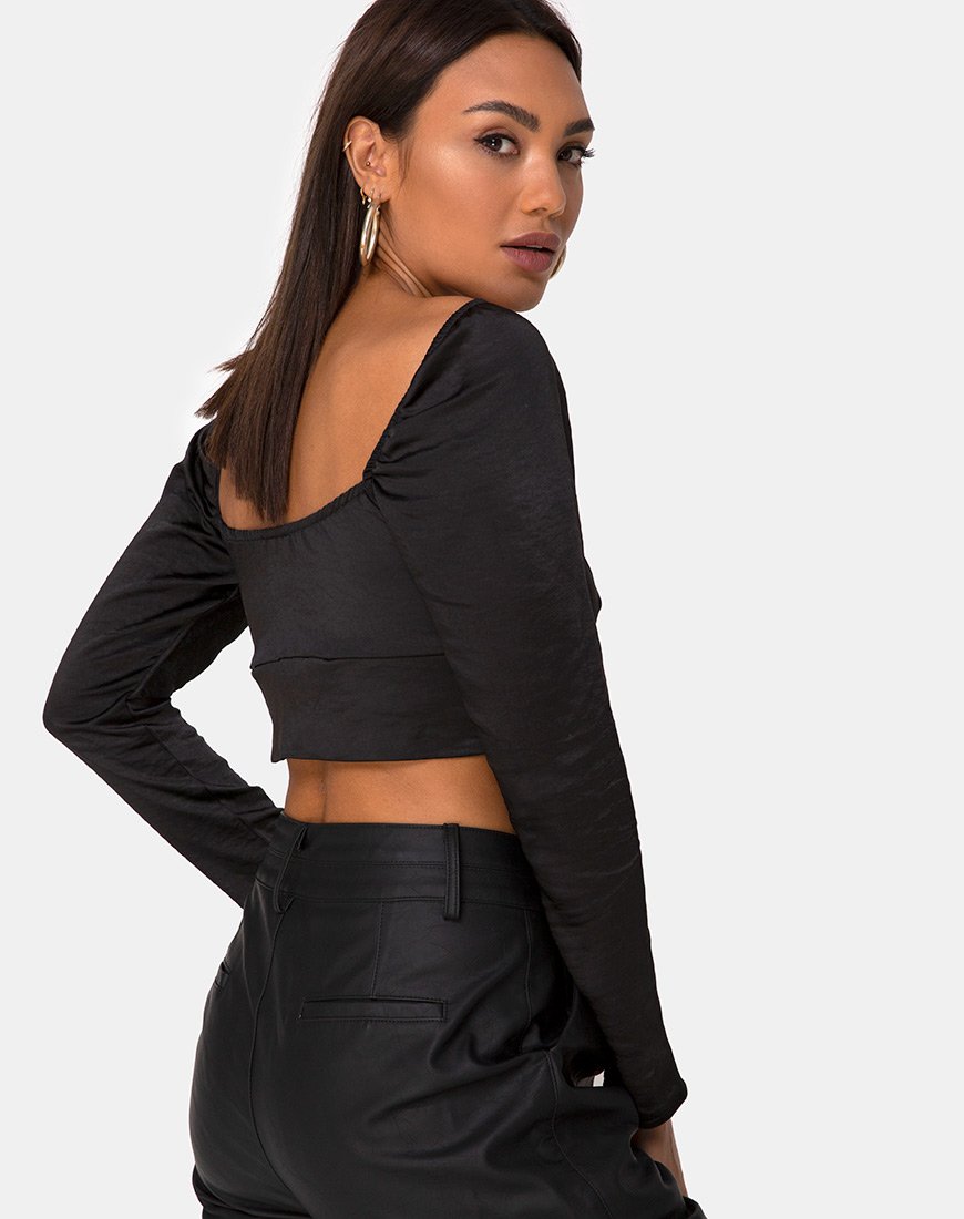 Image de Laman Crop Top in Satin Black