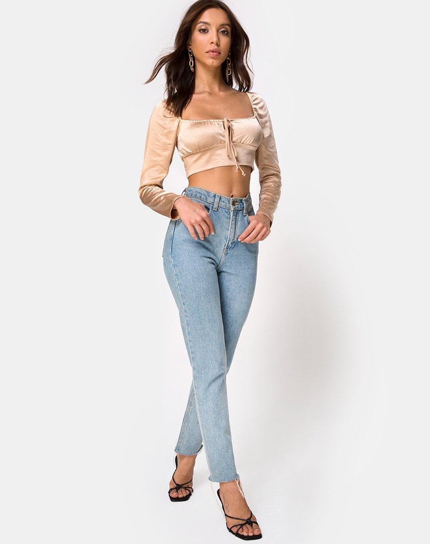 Image de Laman Crop Top in Satin Champagne