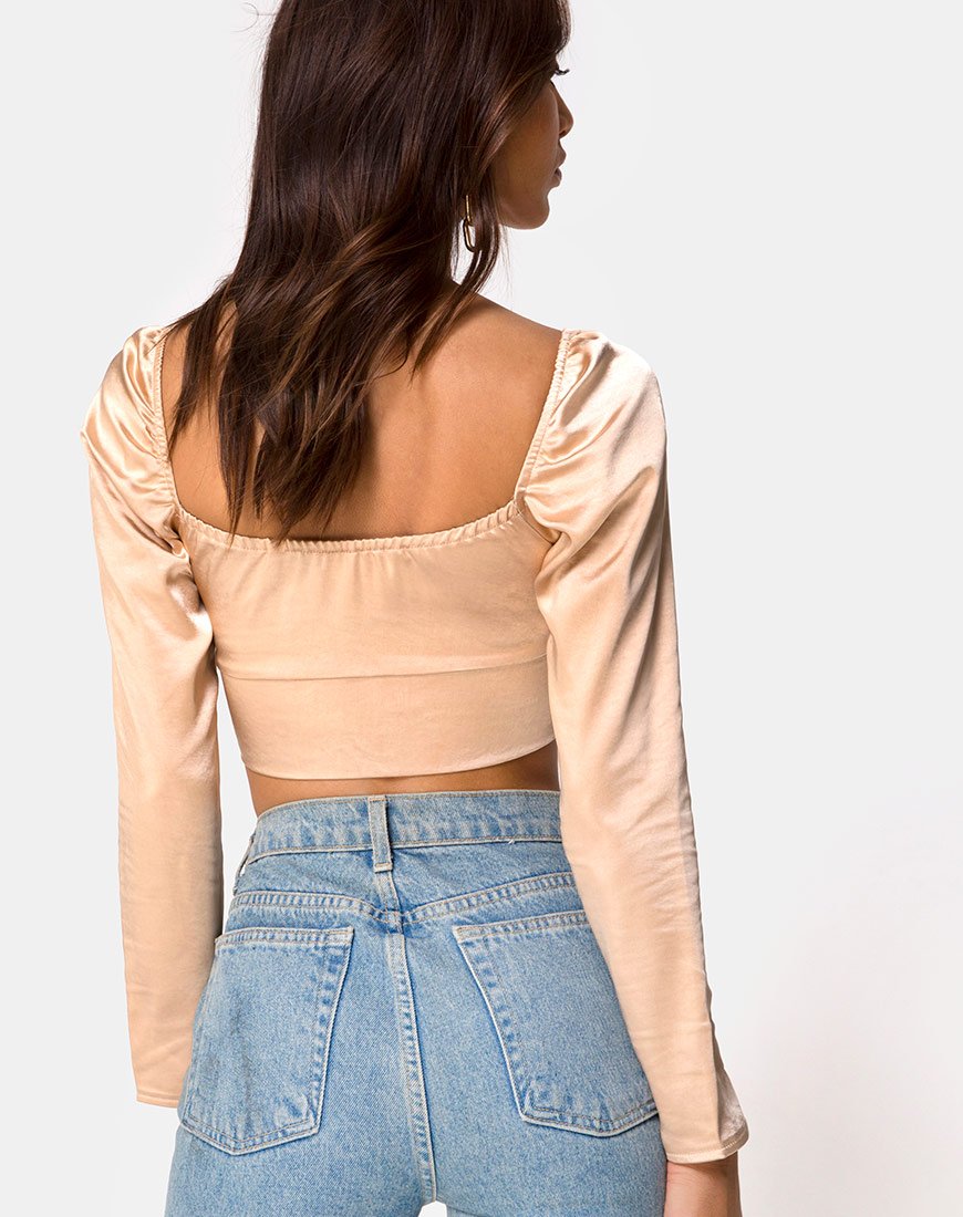 Image de Laman Crop Top in Satin Champagne