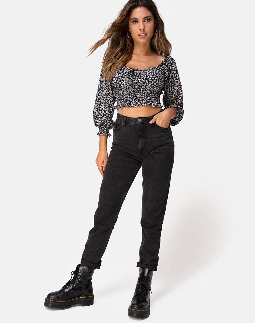 Image de Lancer Crop Top in Ditsy Rose Black