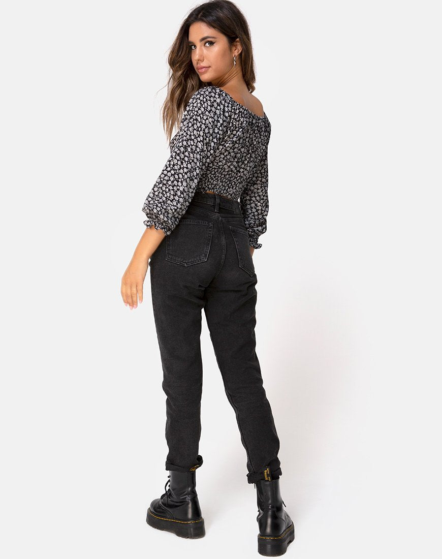Image de Lancer Crop Top in Ditsy Rose Black