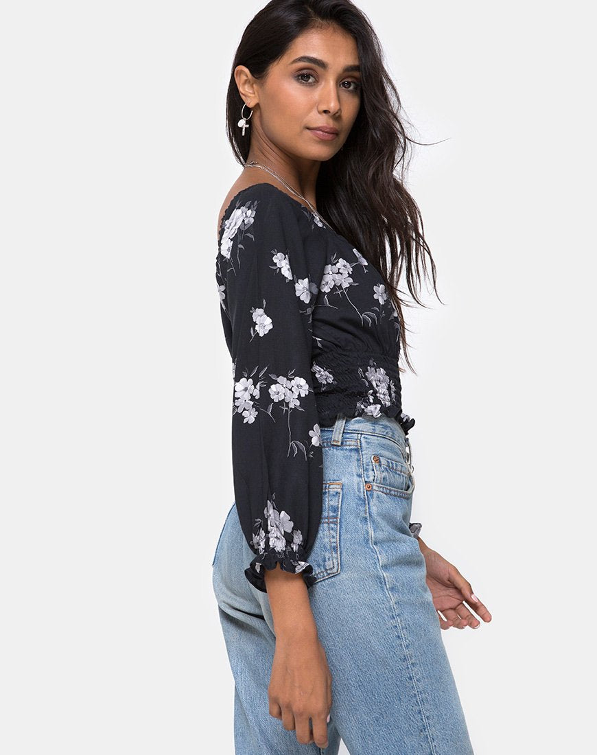 Image de Lancer Crop Top in Mono Flower Black