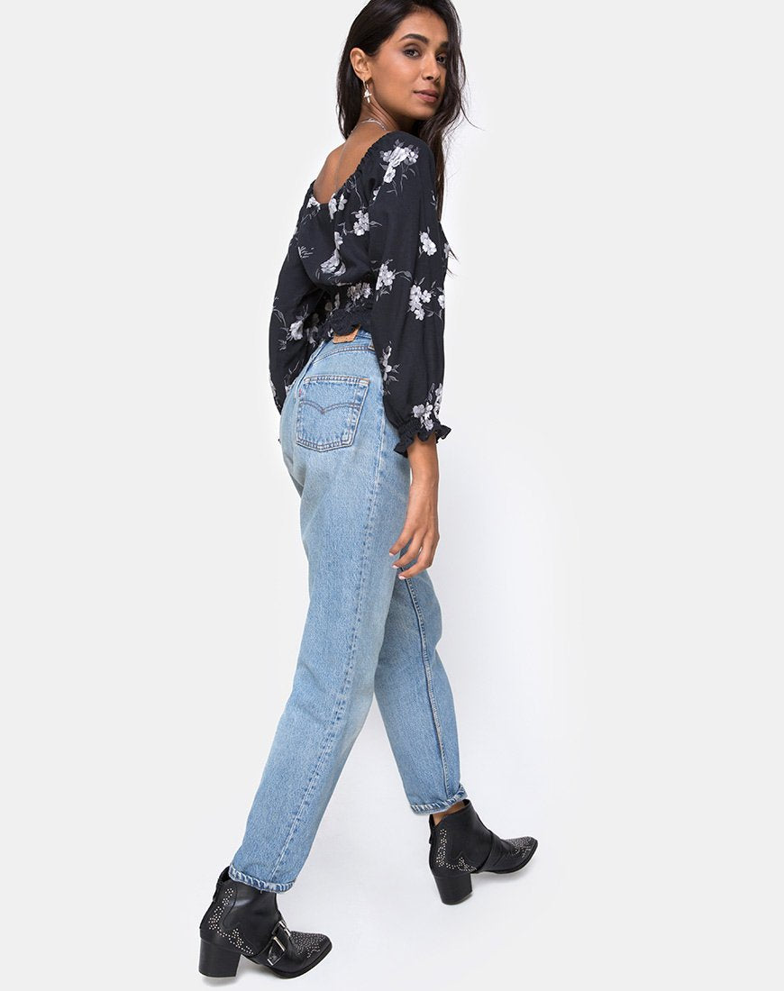 Image de Lancer Crop Top in Mono Flower Black