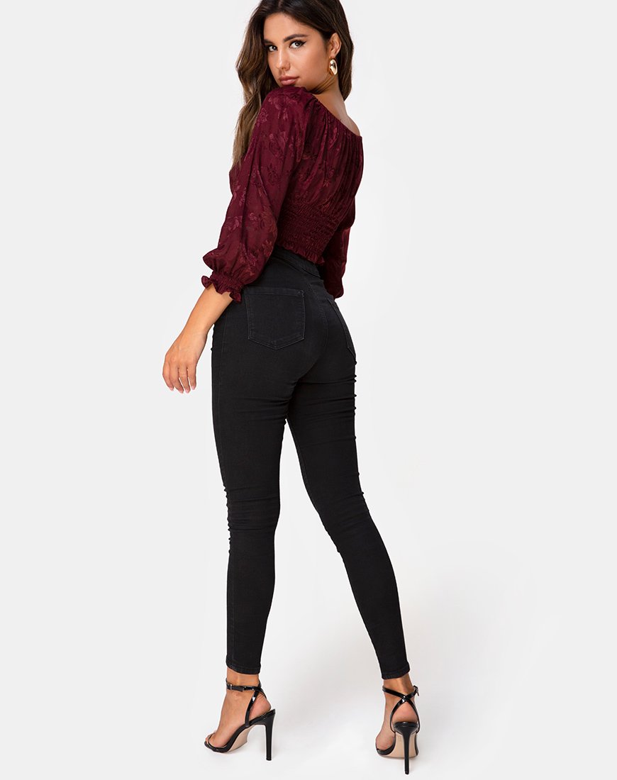 Image de Lancer Crop Top in Satin Rose Burgundy