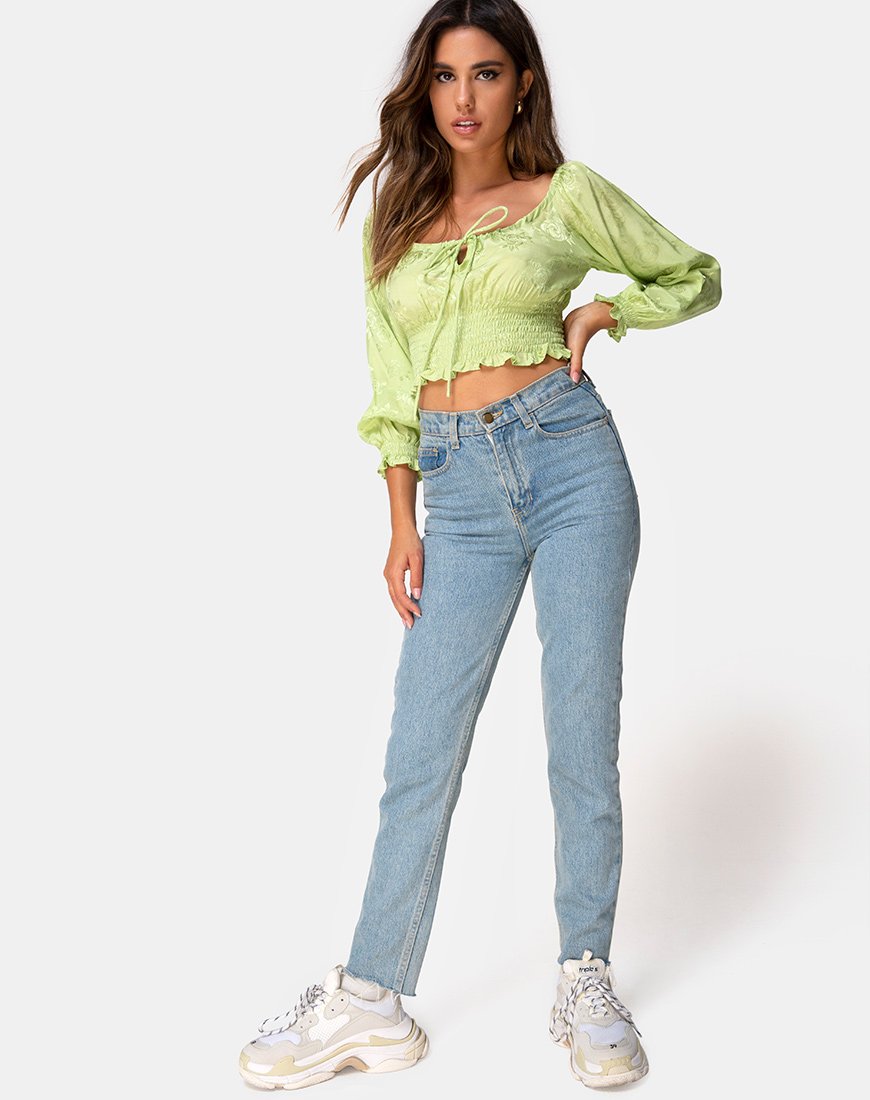 Image de Lancer Crop Top in Satin Rose Lime