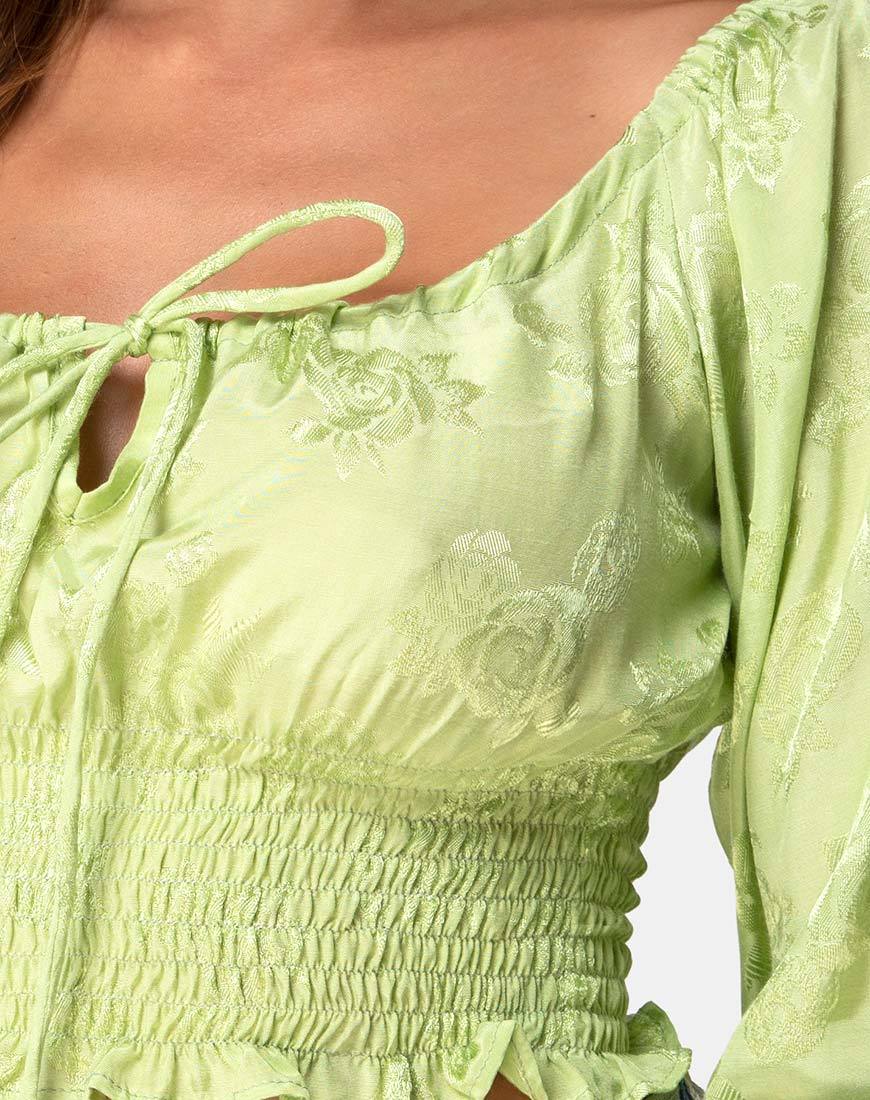 Image de Lancer Crop Top in Satin Rose Lime