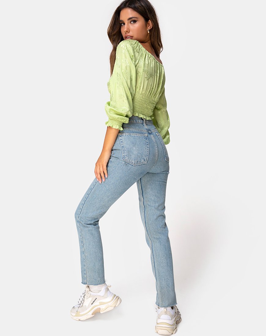 Image de Lancer Crop Top in Satin Rose Lime