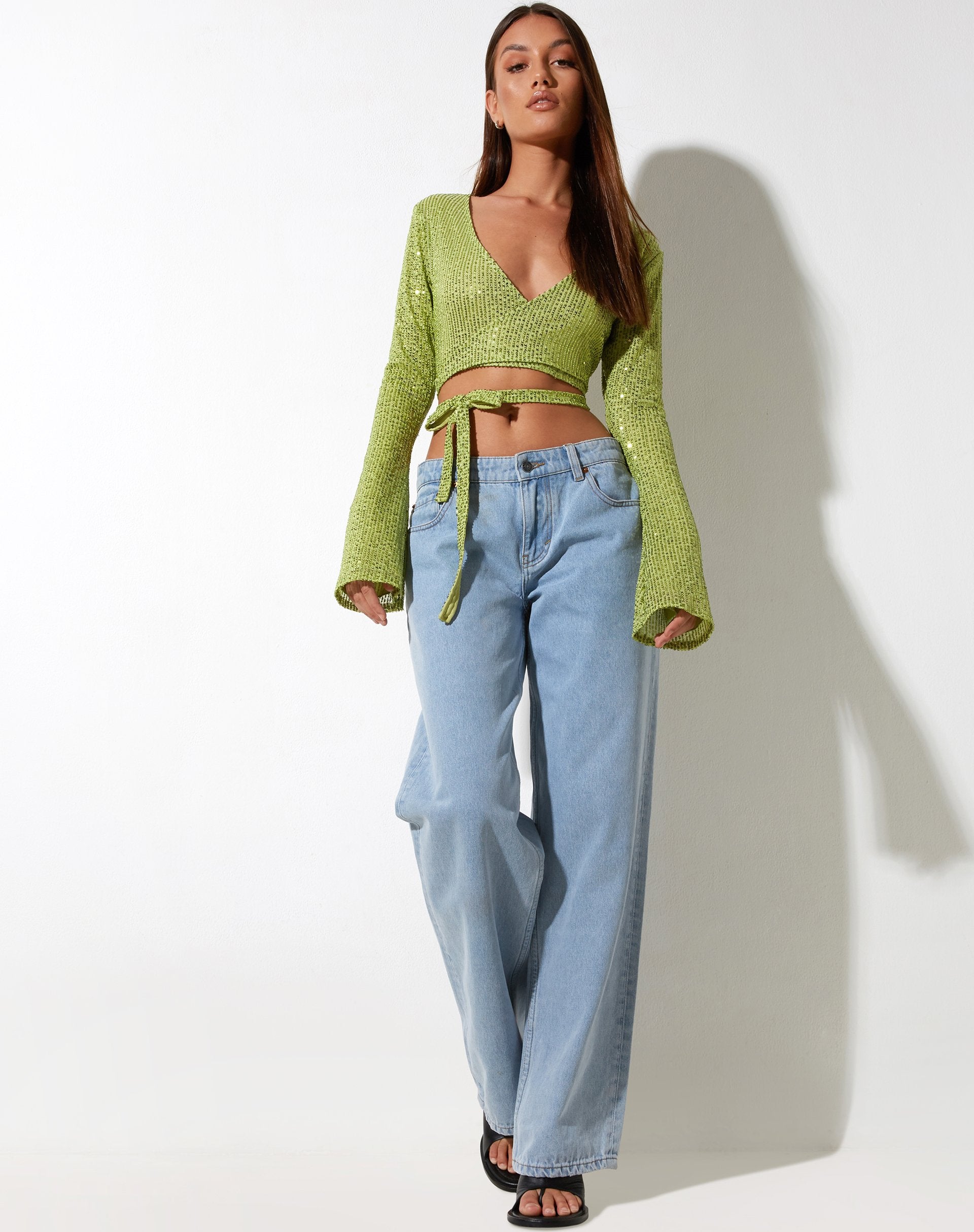 Image de Lania Cardi in Drape Sequin Lime Green