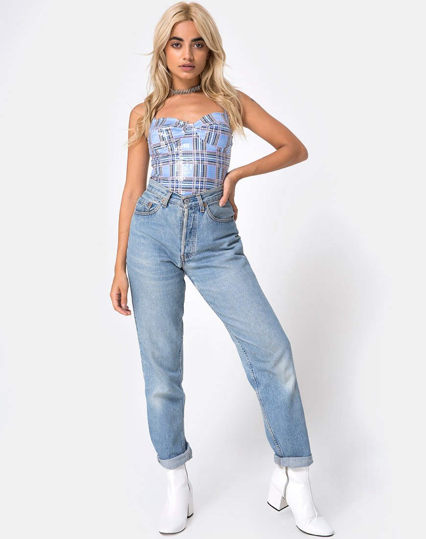 Image de Lantas Bodice in 90s Check with Clear Sequin
