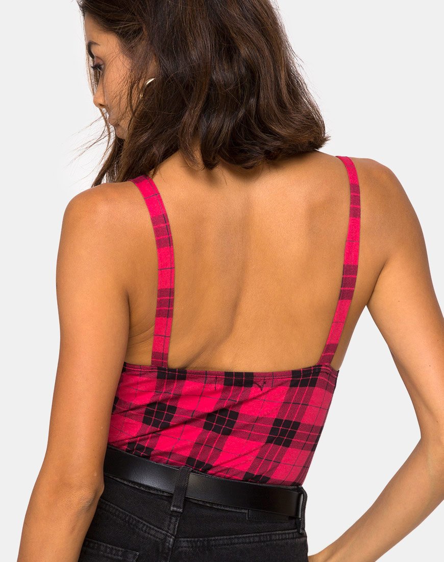 Image de Lantas Bodice in Winter Plaid Red Black