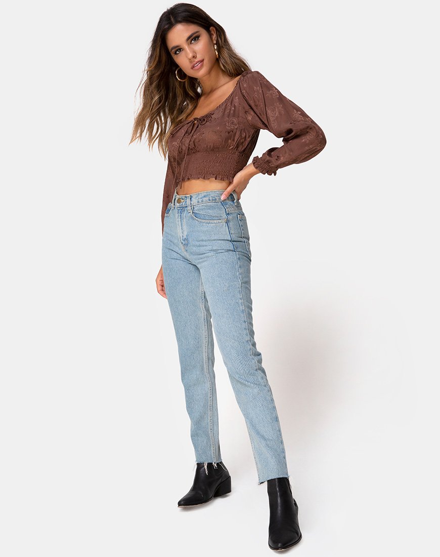 Image de Lancer Crop Top in Satin Rose Chocolate
