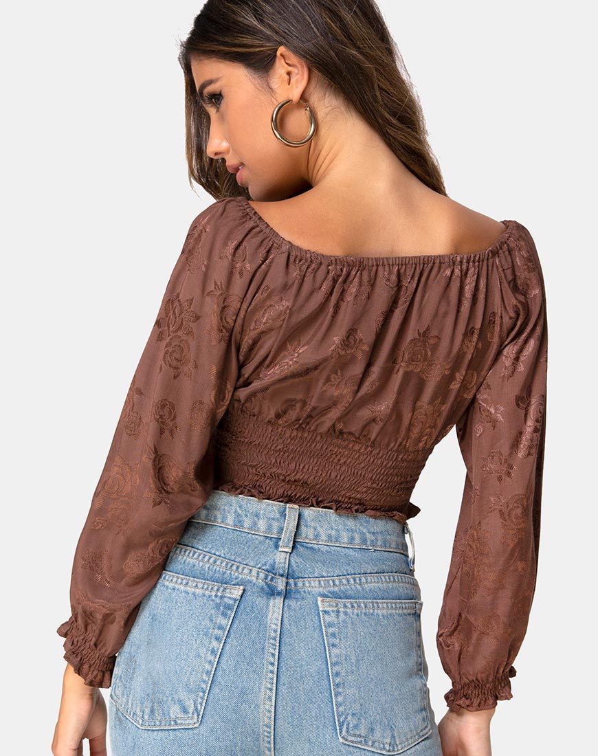 Image de Lancer Crop Top in Satin Rose Chocolate