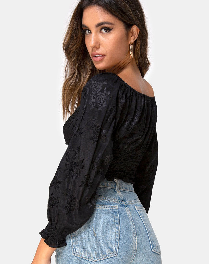 Image de Lancer Crop Top in Satin Rose Black