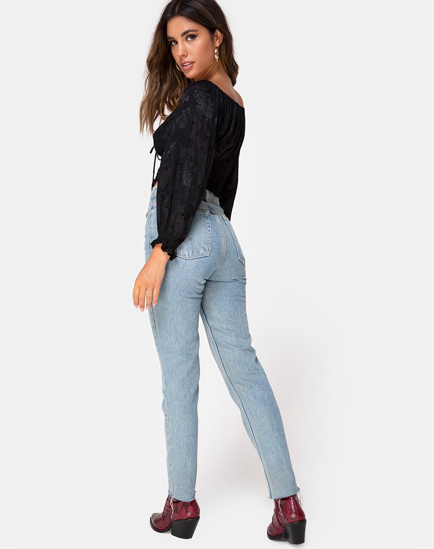 Image de Lancer Crop Top in Satin Rose Black