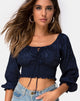 Image de Lancer Crop Top in Satin Rose Navy