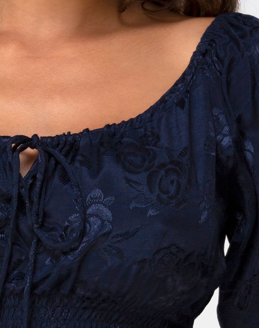 Image de Lancer Crop Top in Satin Rose Navy