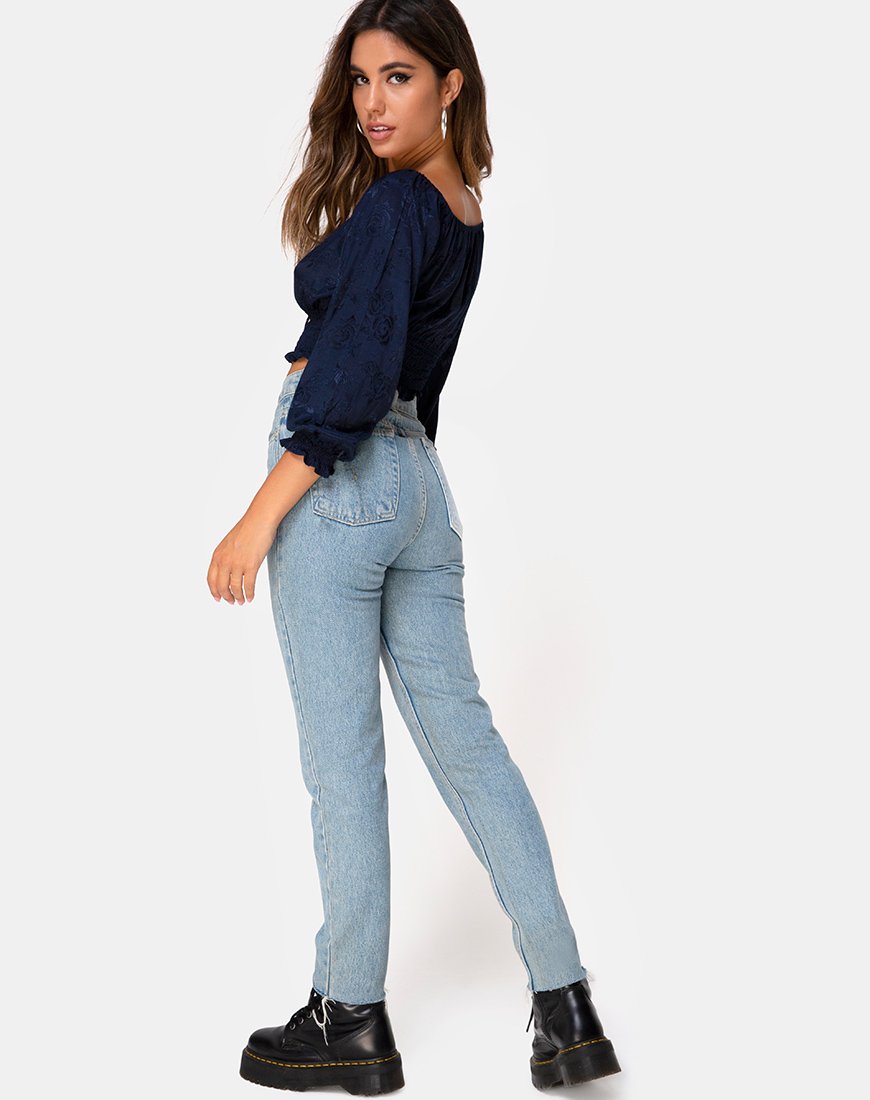 Image de Lancer Crop Top in Satin Rose Navy