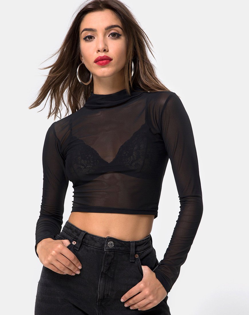 Image de Rhala Crop Top in Black Net