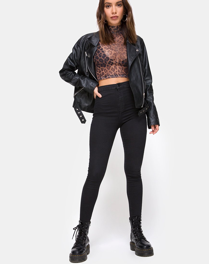 Image de Lara Crop Top in Leopard Mesh