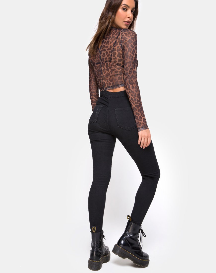 Image de Lara Crop Top in Leopard Mesh