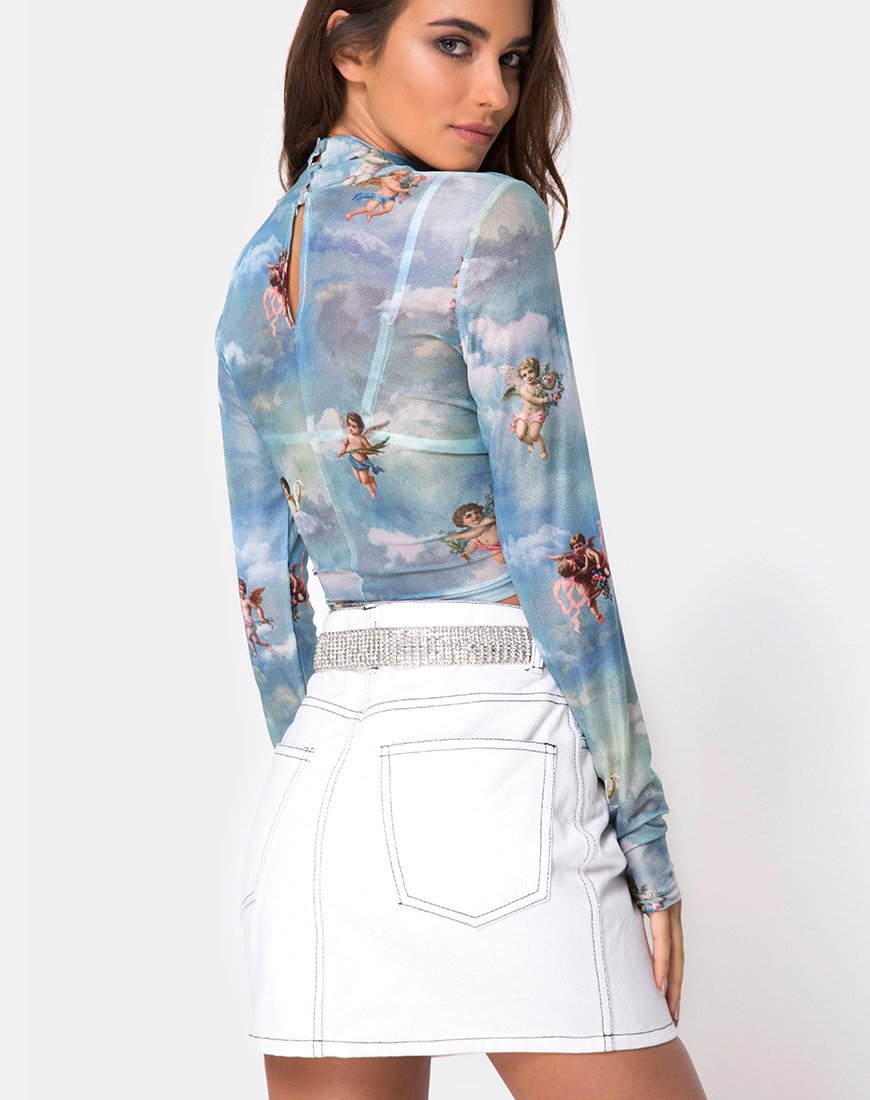 Image de Lara Crop Top in Angel Sky Blue Mesh