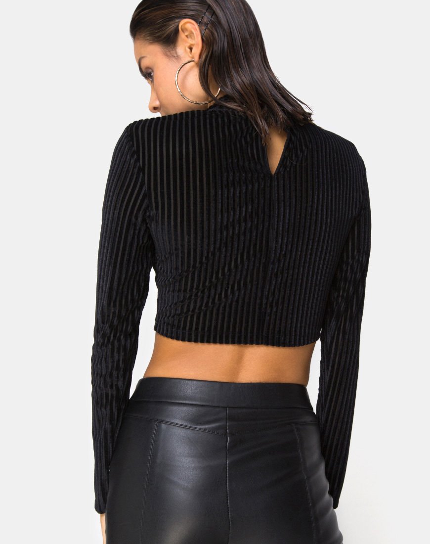 Image de Lara Crop Top in Black Sheer Stripe