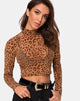 Image de Lara Crop Top in Animal Flock Tan Brown