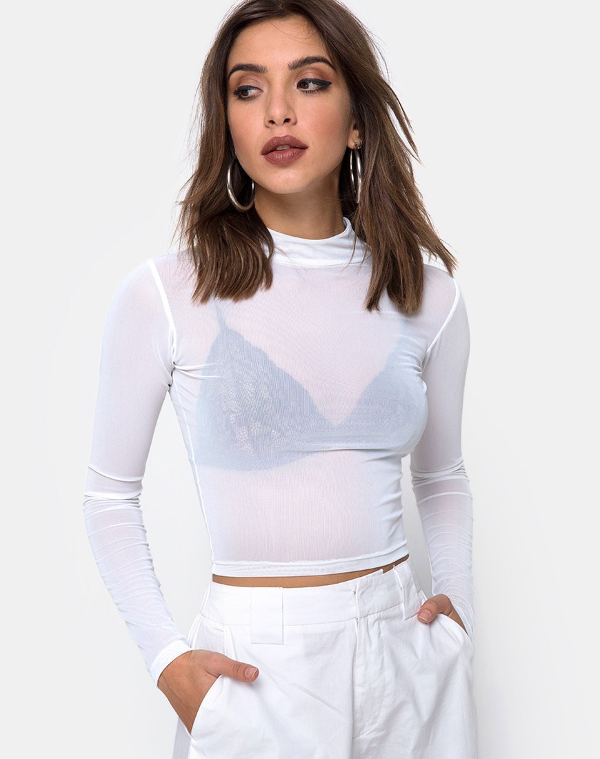Image de Rhala Crop Top in White Net