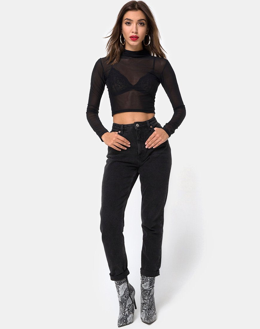 Image de Rhala Crop Top in Black Net