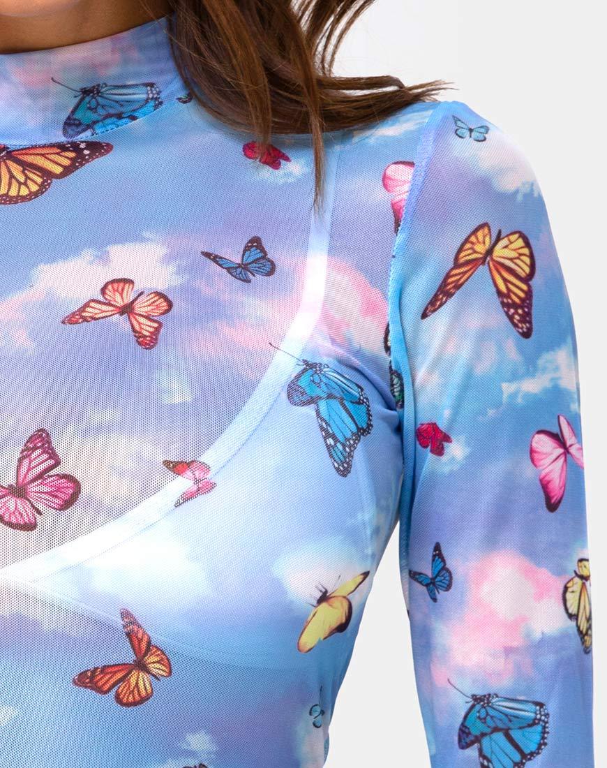 Image de Lara Top in Mesh Blue Butterfly
