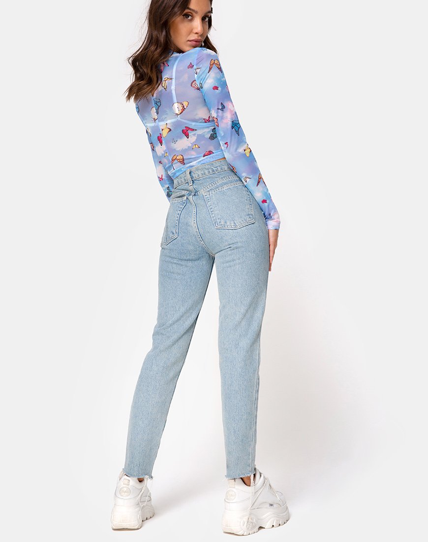 Image de Lara Top in Mesh Blue Butterfly