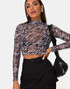 Image de Lara Crop Top in Net 90s Zebra Black and White