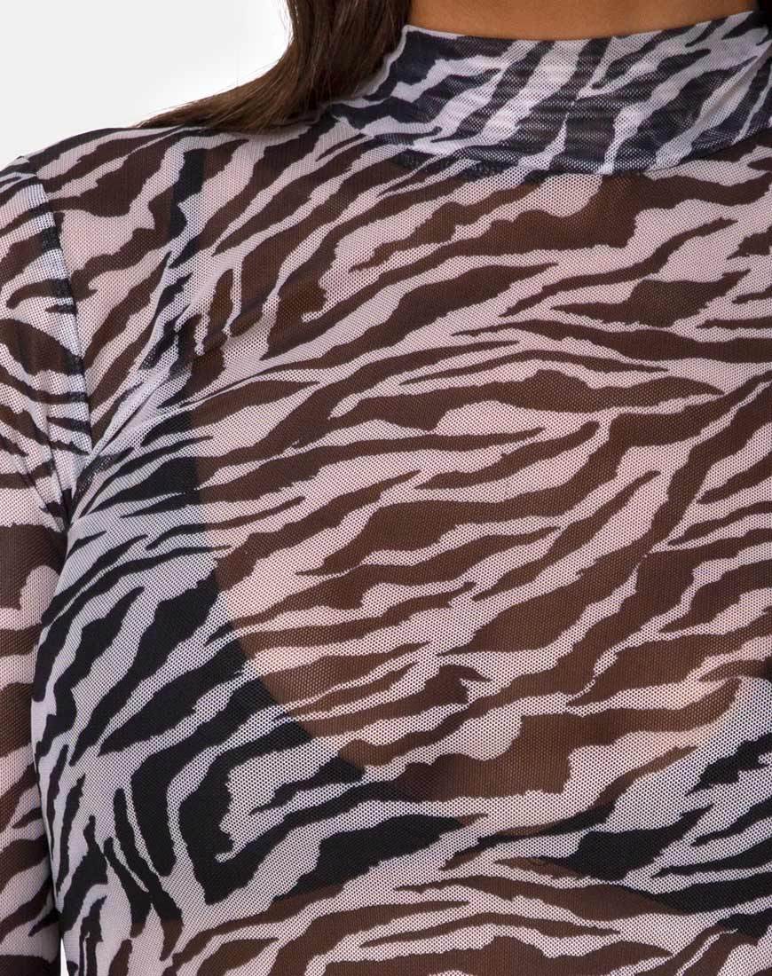 Image de Lara Crop Top in Net 90s Zebra Black and White