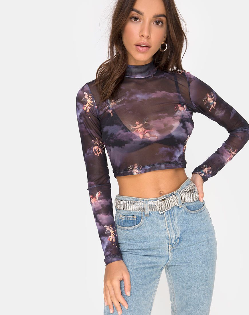 Image de Lara Crop Top in Dark Angel Mesh