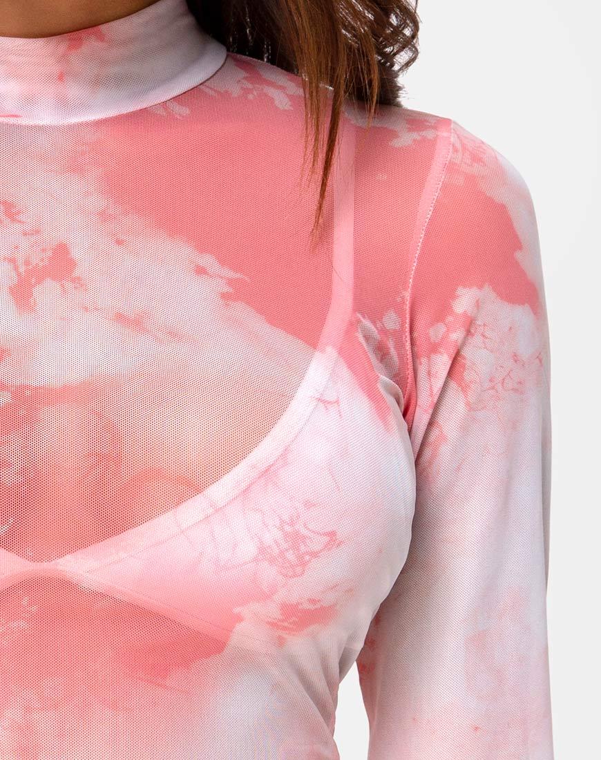 Image de Lara Net Crop Top in Pink Tye Dye