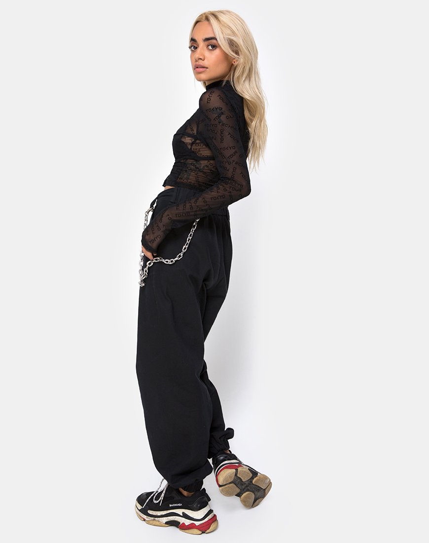 Image de Lara Crop Top in Tokyo Techno Black Net