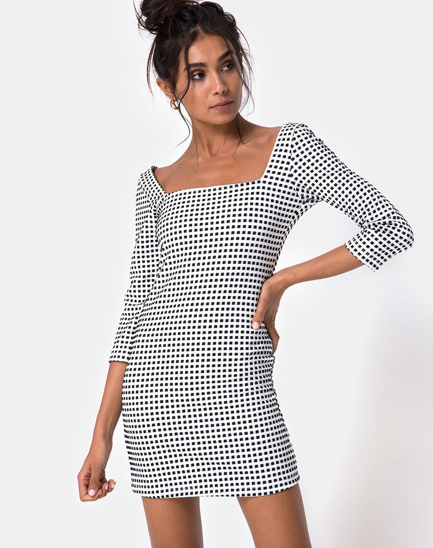 Robe Laras en vichy noir ivoire